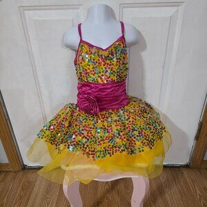 Bright & Bubbly Yellow Sequin Dance Costume